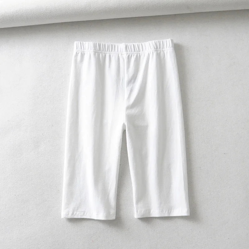 Cotton High Waist Slim Knee-Length Shorts