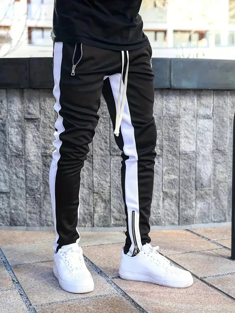 Color Block Jogging Pants with Zip Pockets