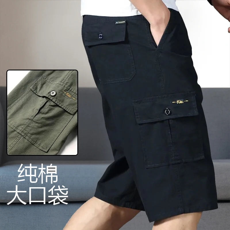 Men's Cotton Cargo Shorts with Zipper Pocket