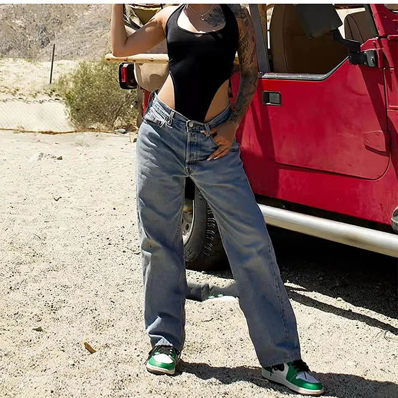 Women’s Wide Leg Baggy Jeans – Vintage Punk Skater Streetwear