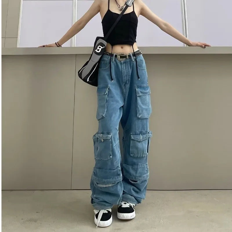 Trendy Women's Streetwear Cargo Jeans