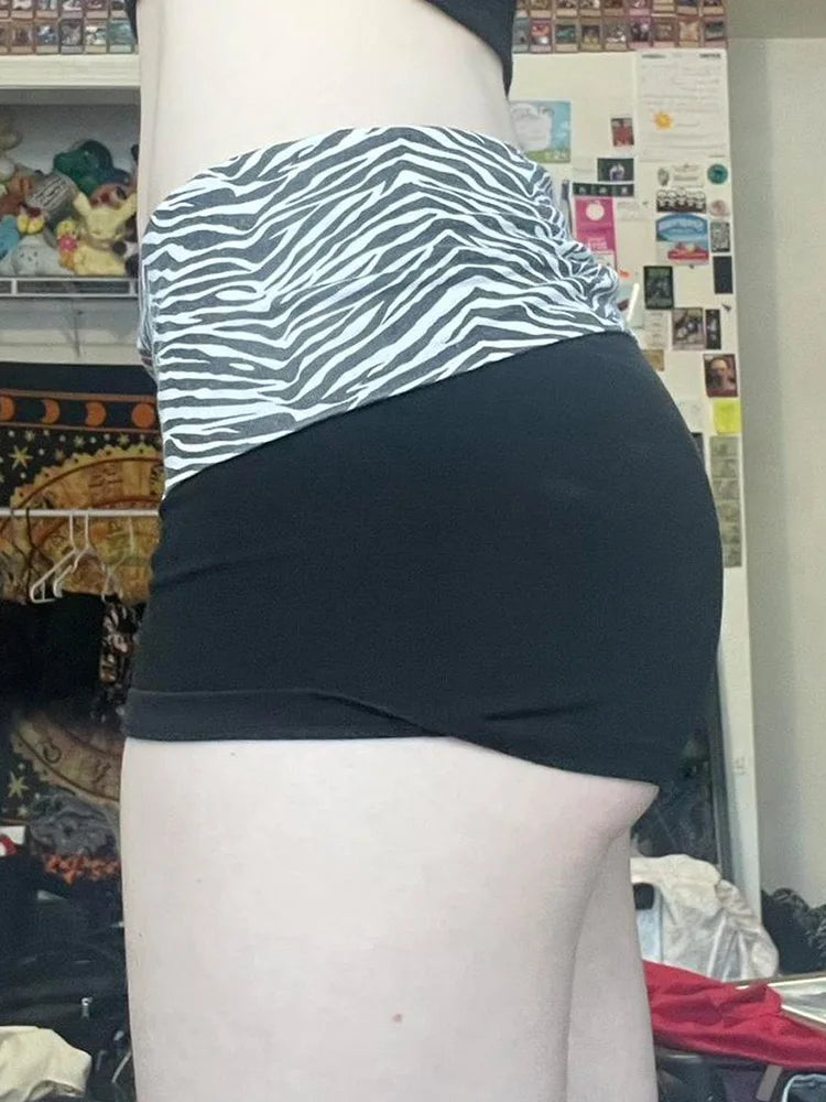 Zebra Print Slim Low-Waisted Beach Shorts