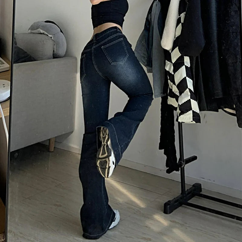 New Flare Jeans – Women’s Low Waist Vintage Aesthetic Denim Pants