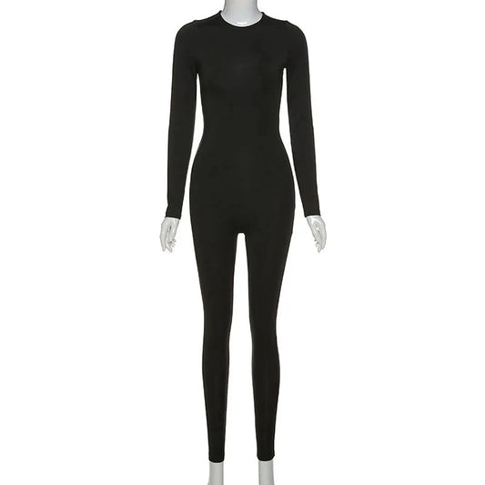 Solid Long Sleeve Skiing Jumpsuit