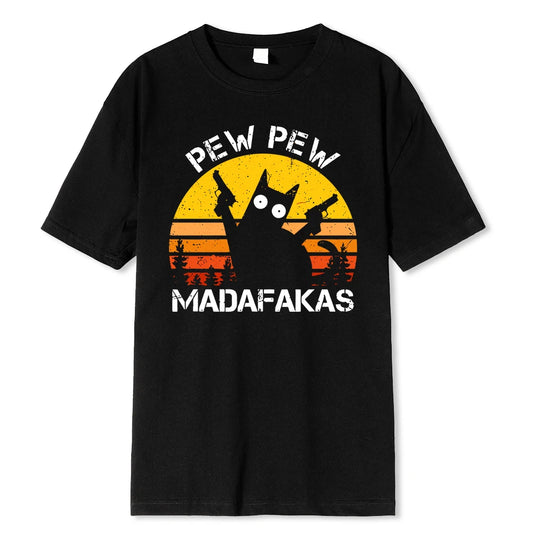 Pew Pew Cat with Guns T-shirt
