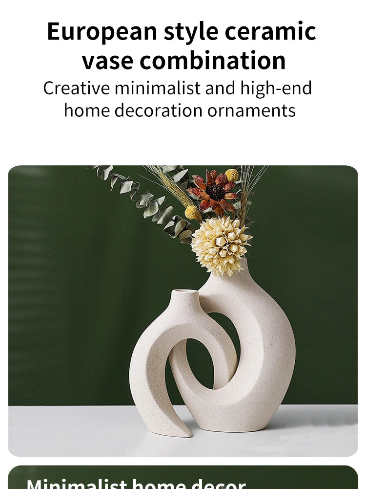 Creative White Simple European Ceramic Vase Set