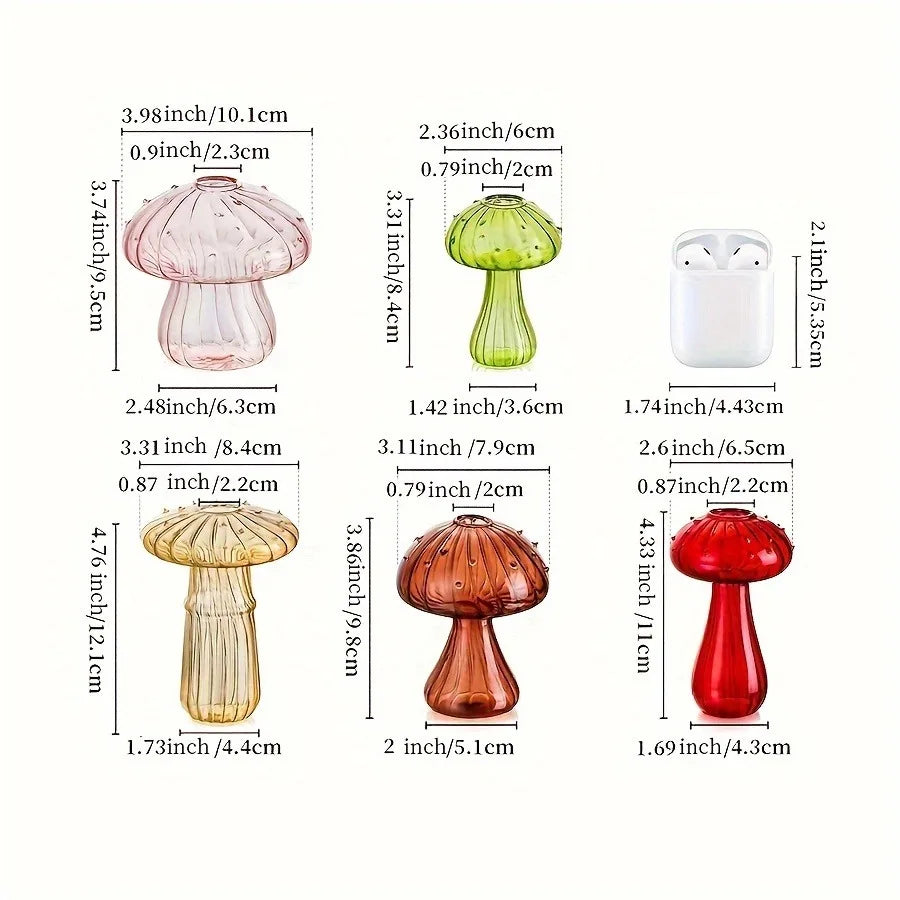 Transparent Glass Mushroom Vase - Hydroponic Planter