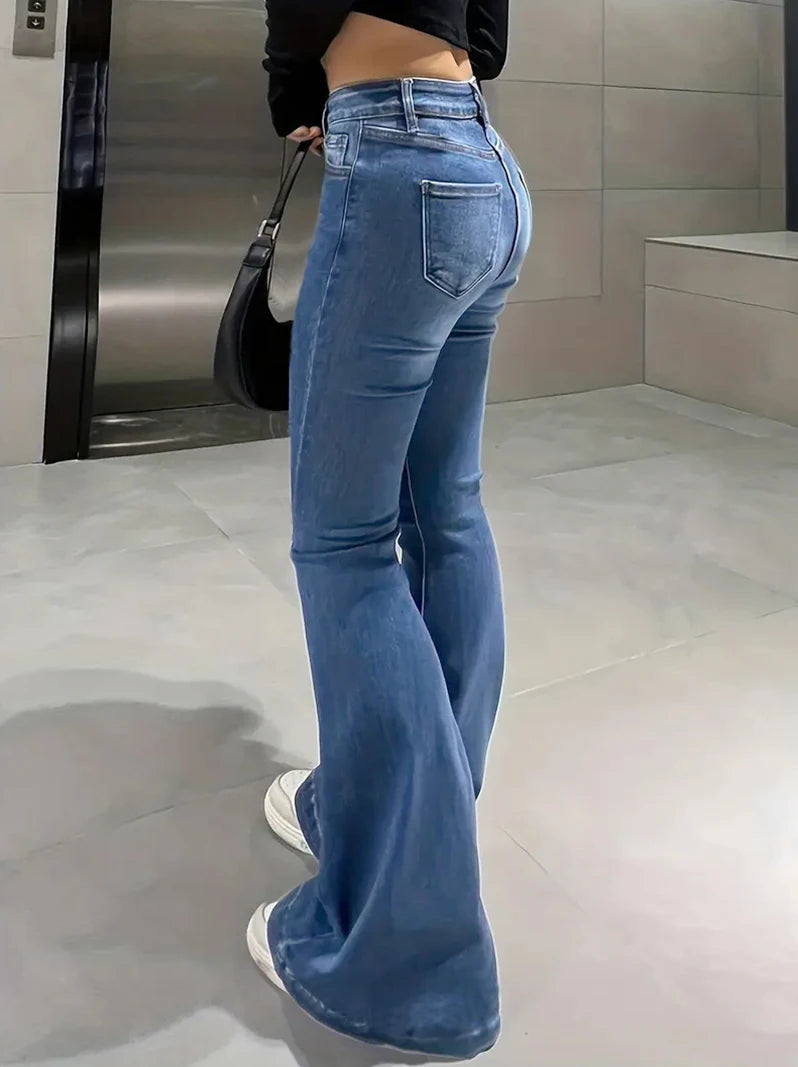 High Waist Slimming Bootcut Jeans – Trendy Street Style Essential