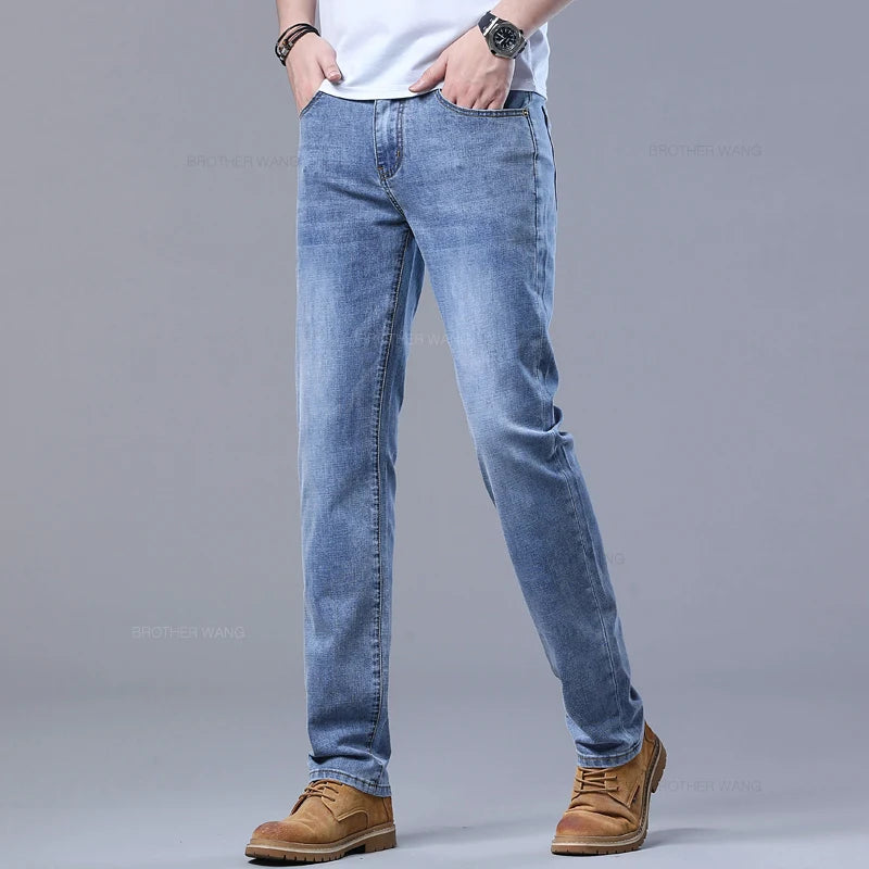 Spring Light Blue Slim Fit Denim Jeans