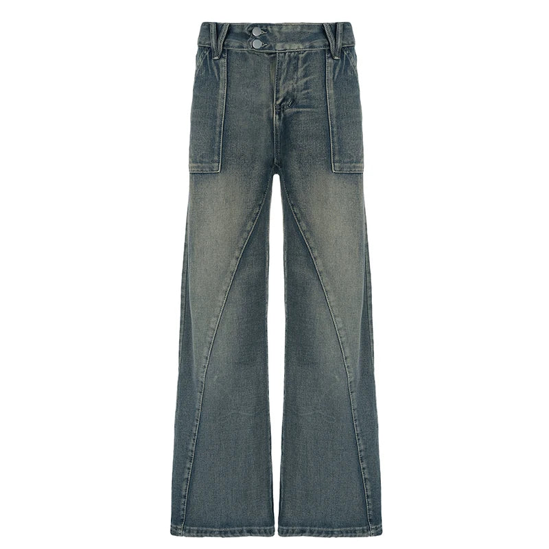 Vintage Washed Loose Fit Jeans – Women's Casual Streetwear Denim Pants
