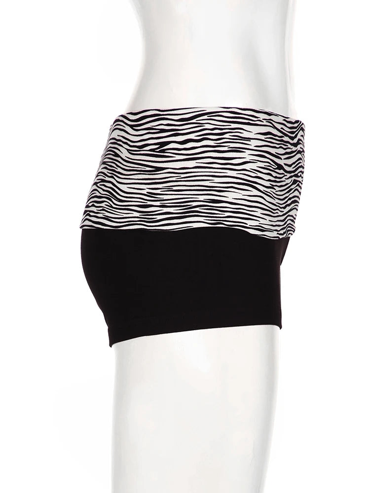 Zebra Print Slim Low-Waisted Beach Shorts