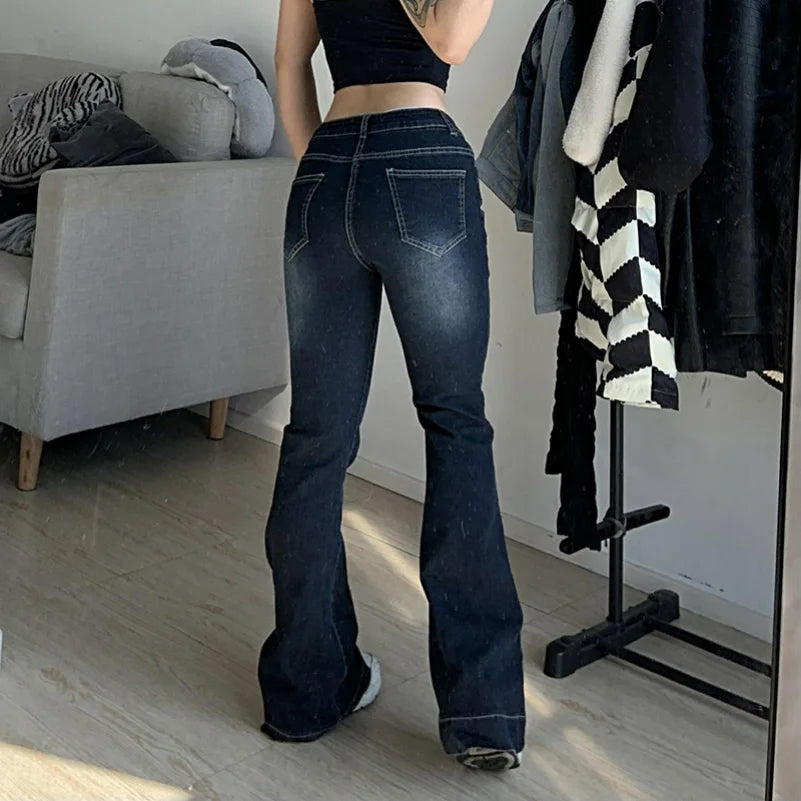 New Flare Jeans – Women’s Low Waist Vintage Aesthetic Denim Pants