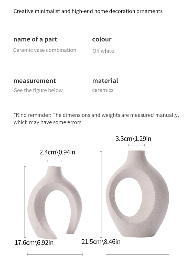 Creative White Simple European Ceramic Vase Set