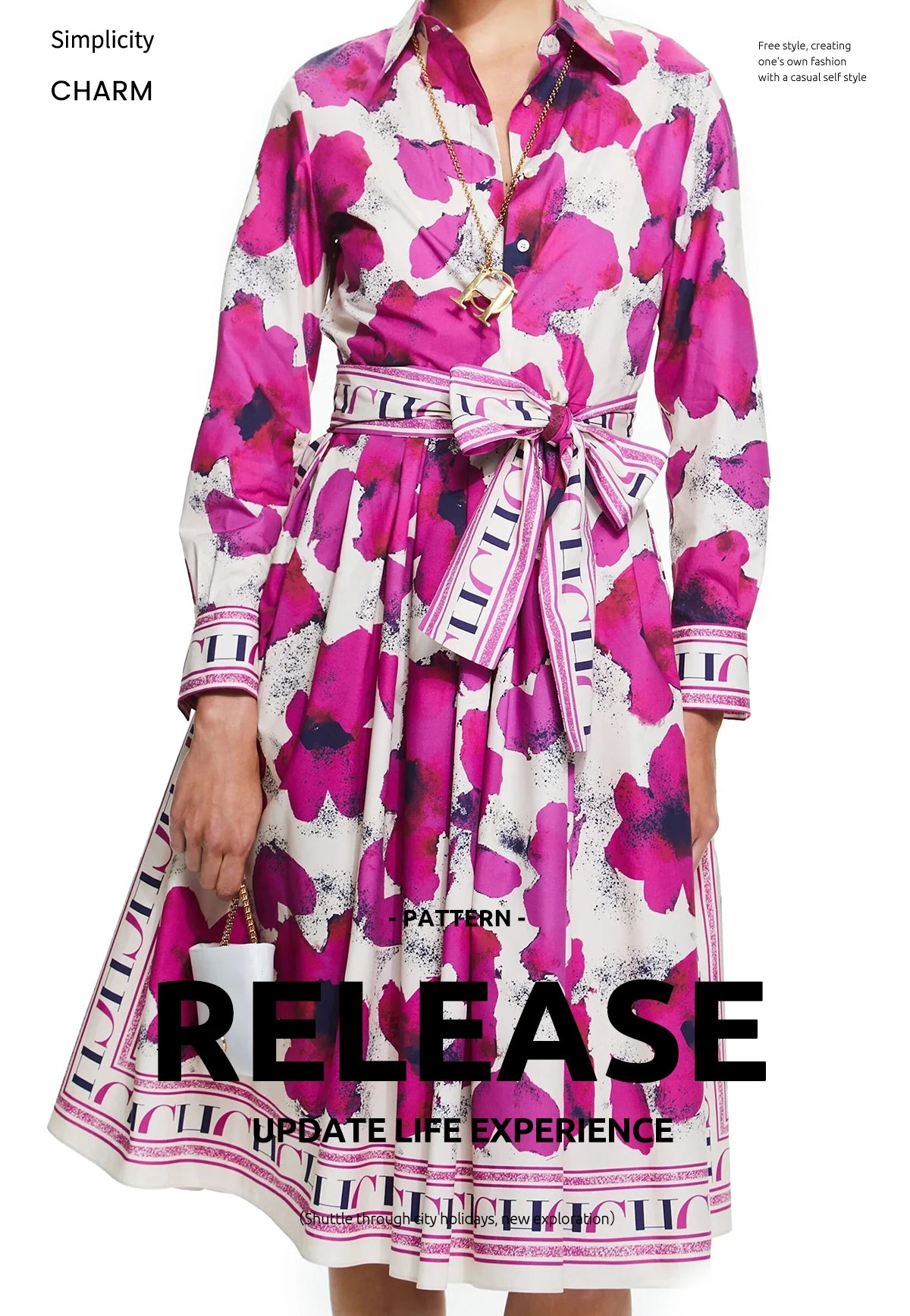 Women's Long sleeved Flower Print Party Dress