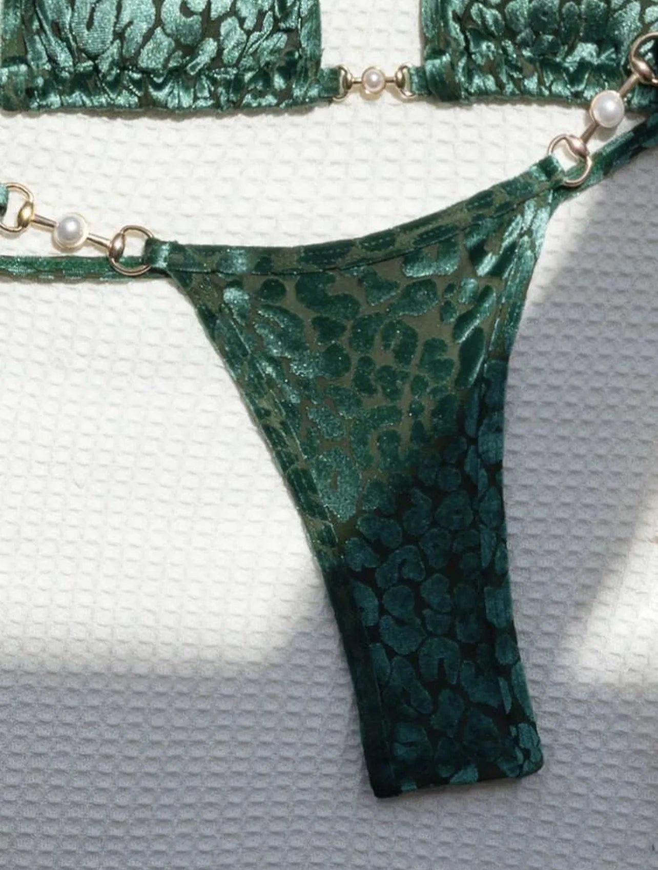 Brazilian Summer Women Leopard Pearl Bathing Suit