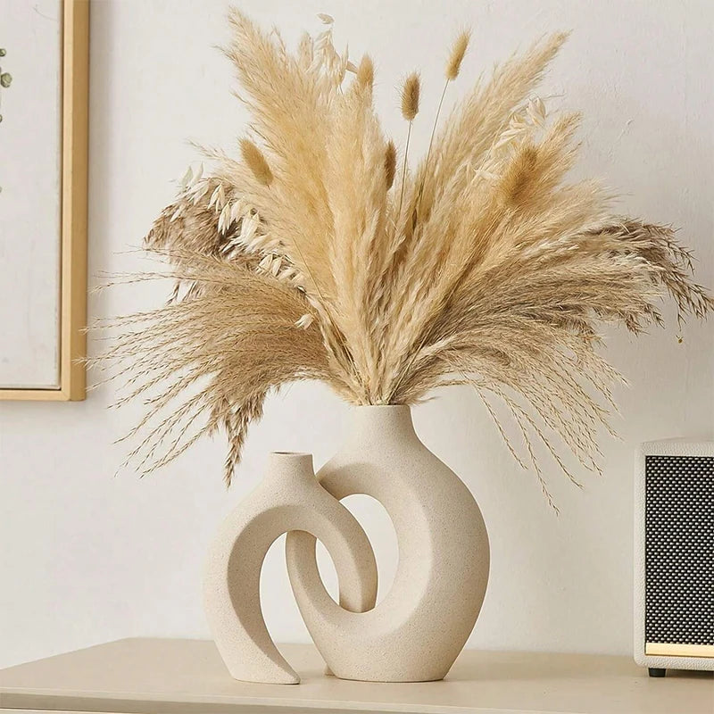 Creative White Simple European Ceramic Vase Set