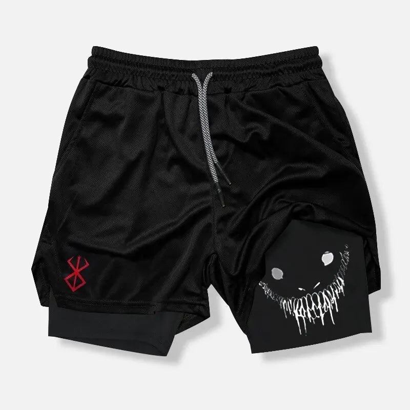 Demon Print 2-in-1 Quick Dry Gym Shorts