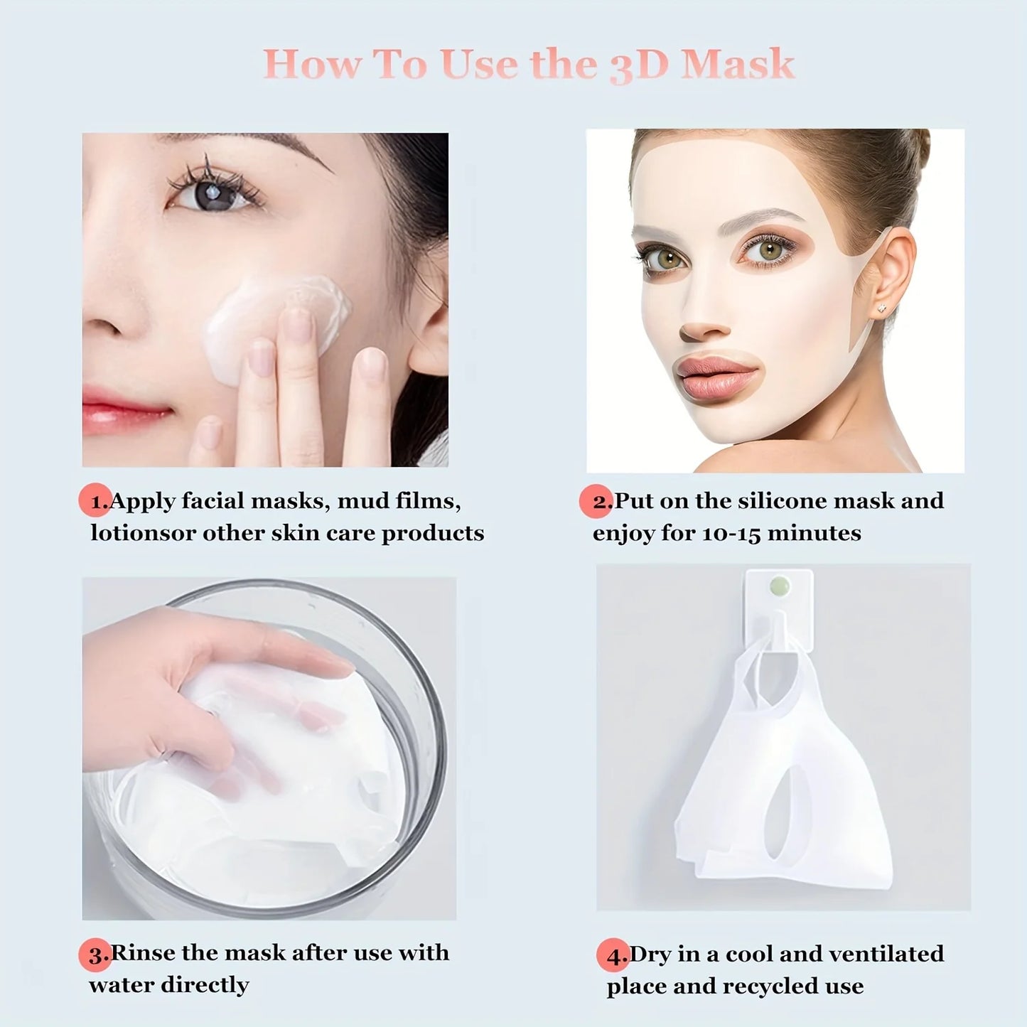 1pcs Silicone Facial Mask Moisturizing Mask Cover