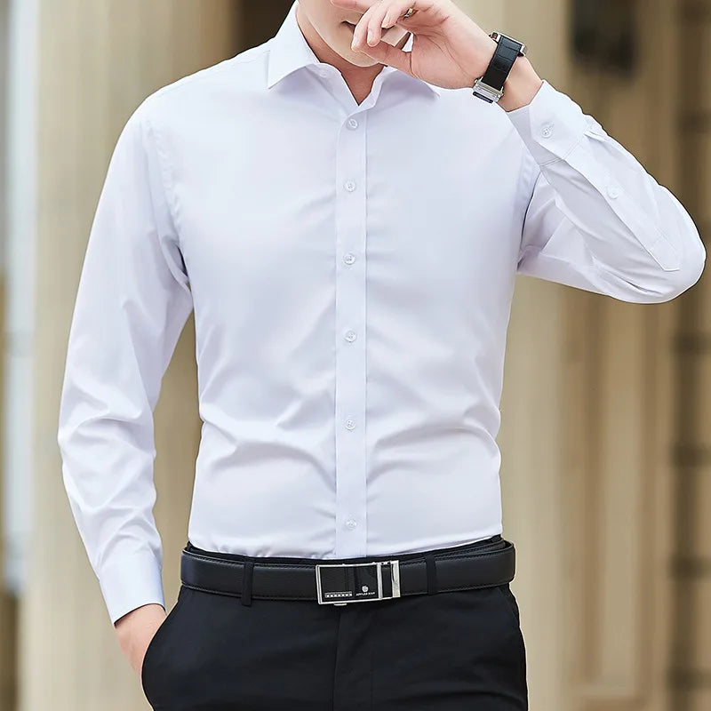 Plus Size Solid Color Slim Shirt