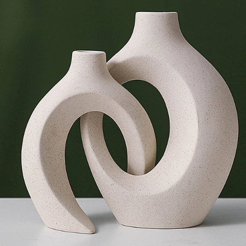 Creative White Simple European Ceramic Vase Set