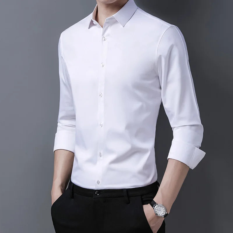 Men's Solid Color Long Sleeved Shirt