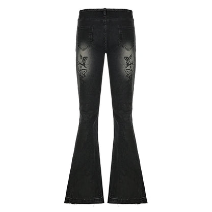 Streetwear Low Rise Flare Jeans for Women