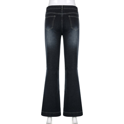 Vintage Flare Jeans – Low Rise High Street Aesthetic Denim Trousers