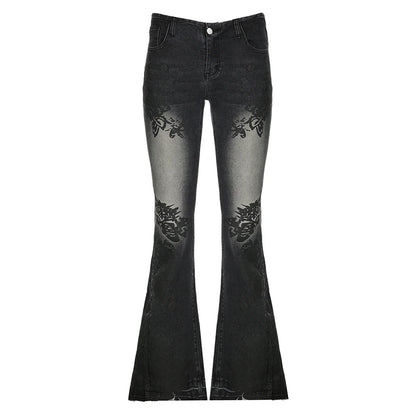 Streetwear Low Rise Flare Jeans for Women