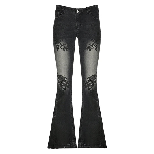 Streetwear Low Rise Flare Jeans for Women