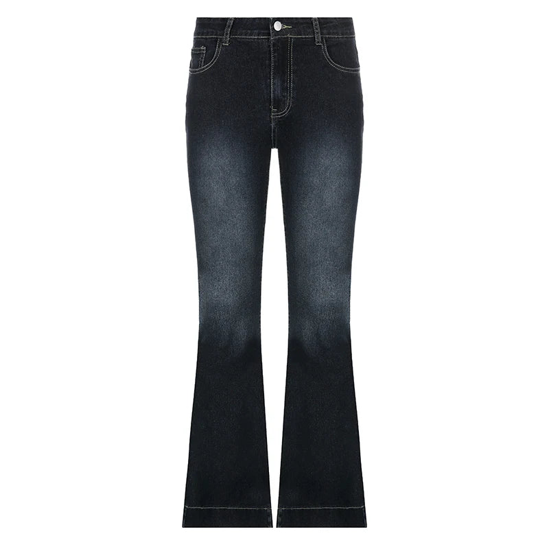 Vintage Flare Jeans – Low Rise High Street Aesthetic Denim Trousers