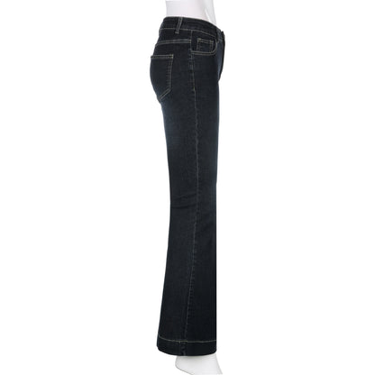 Vintage Flare Jeans – Low Rise High Street Aesthetic Denim Trousers