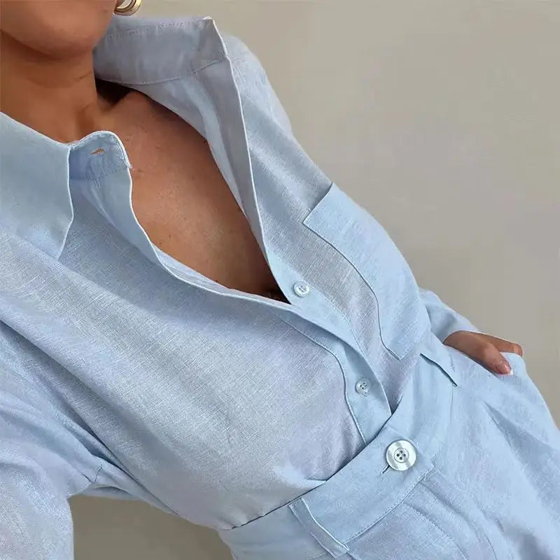 Summer Shorts Sets Long Sleeve Blouses with Short Pant