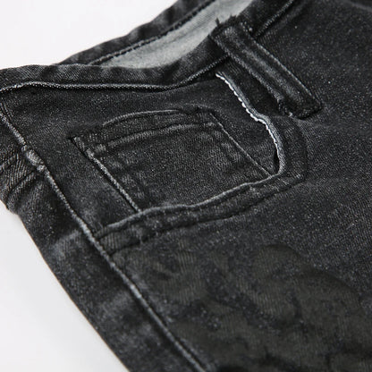 Streetwear Low Rise Flare Jeans for Women