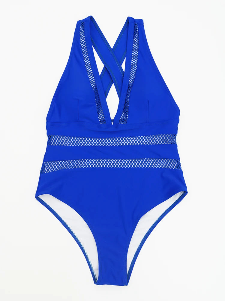 Sexy Mesh Patchwork One-Piece Swimsuit