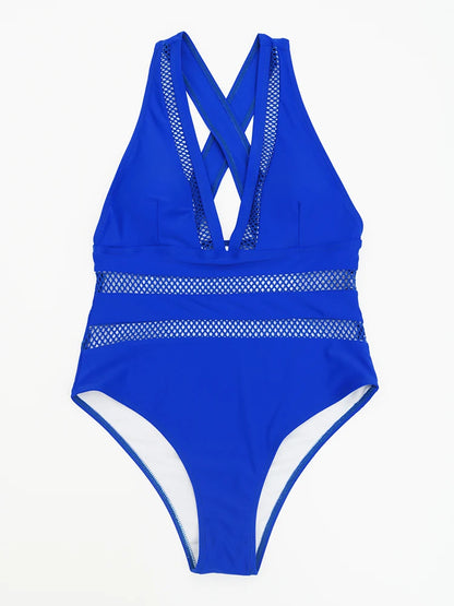 Sexy Mesh Patchwork One-Piece Swimsuit