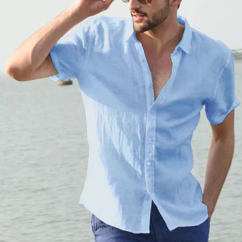 Casual Short Sleeve Lapel Vacation Shirt