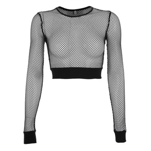 Sexy Black Hollow Out Mesh Crop Top – High Street Summer Vibe