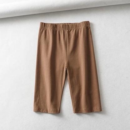 Cotton High Waist Slim Knee-Length Shorts