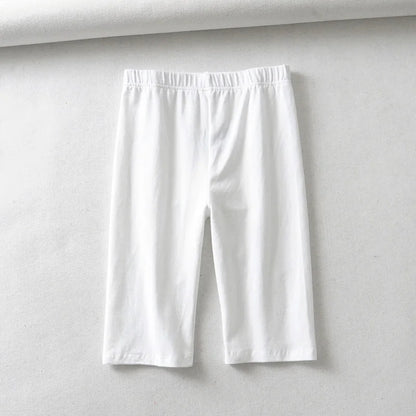 Cotton High Waist Slim Knee-Length Shorts