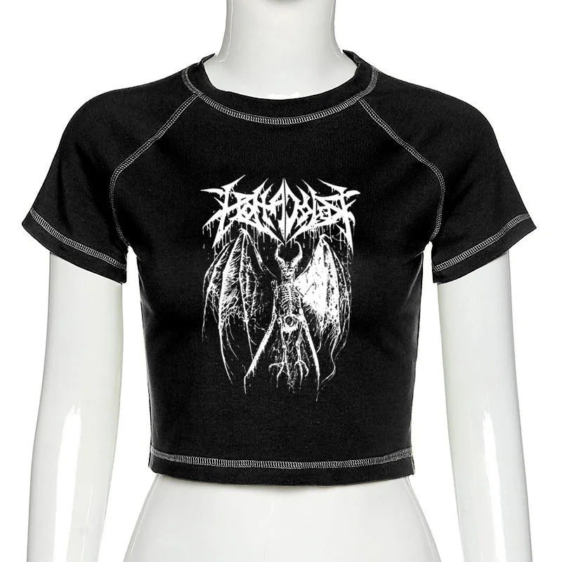 Retro Gothic Anime Crop Top – Streetwear Punk Vibes