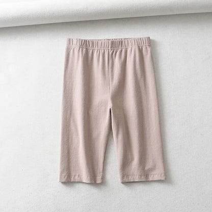 Cotton High Waist Slim Knee-Length Shorts