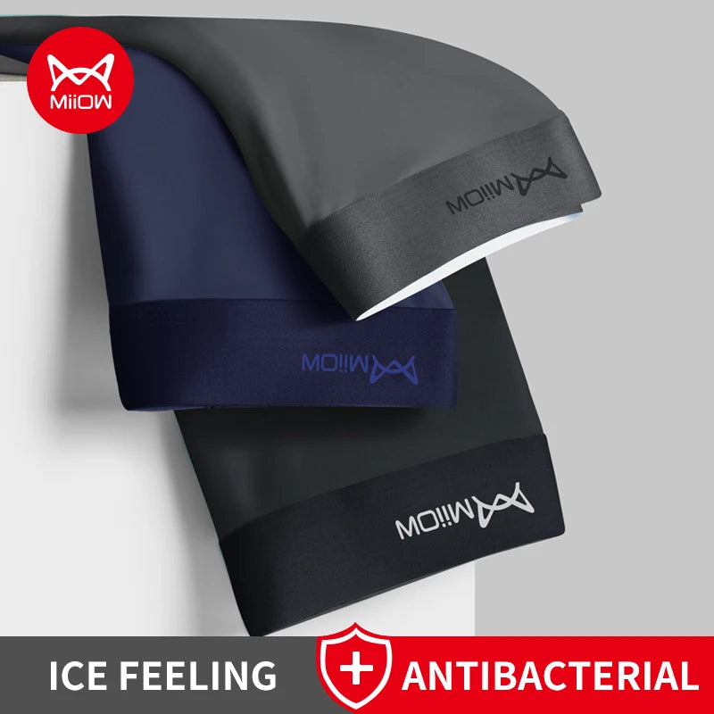3Pcs Ice Silk Antibacterial Boxer Shorts for Men