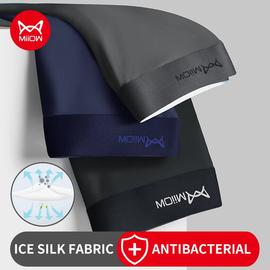 3Pcs Ice Silk Antibacterial Boxer Shorts for Men
