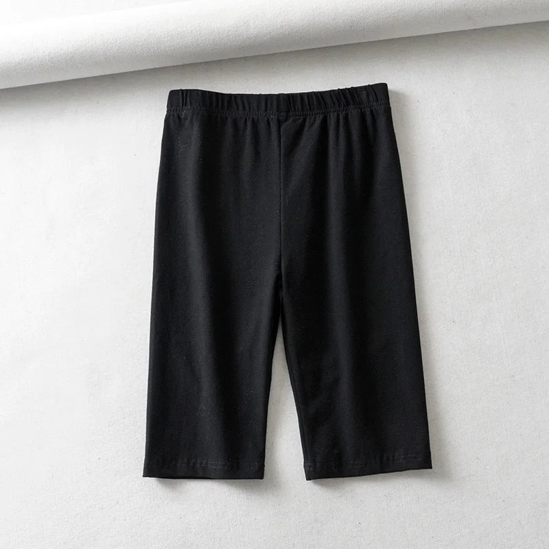 Cotton High Waist Slim Knee-Length Shorts