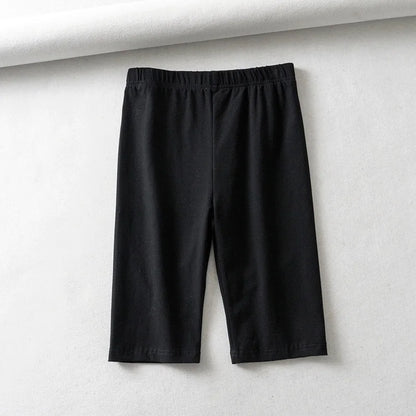 Cotton High Waist Slim Knee-Length Shorts