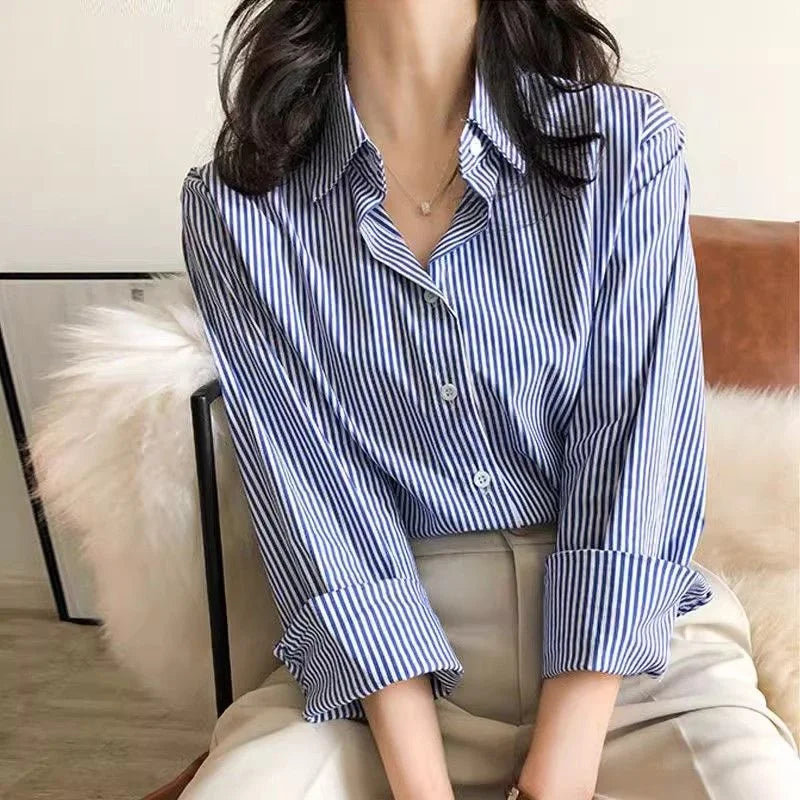 Woman Autumn Classic Striped Spring Blouses