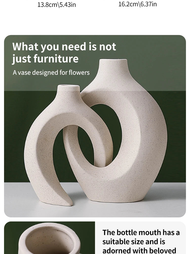 Creative White Simple European Ceramic Vase Set