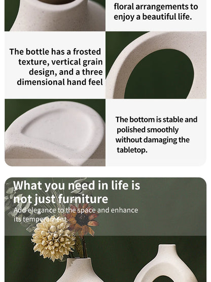 Creative White Simple European Ceramic Vase Set