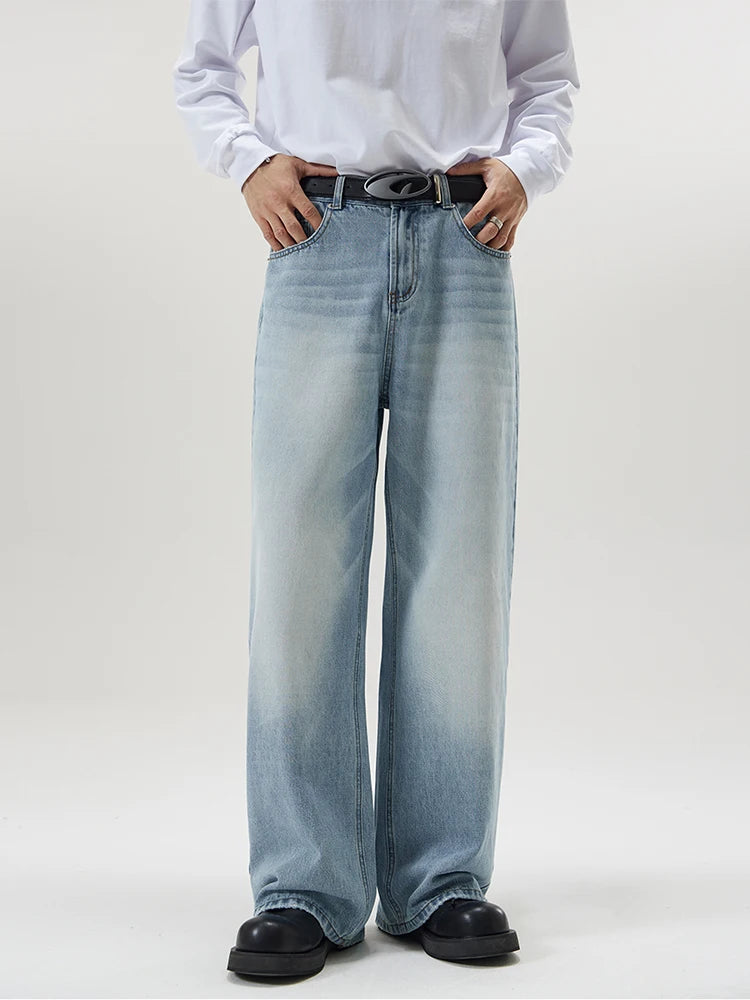 Vintage Distressed Baggy Straight Denim Jeans