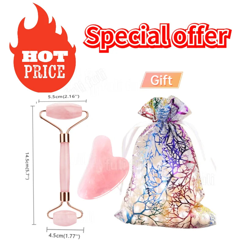 Rose Quartz Powder Crystal Jade Roller Massager